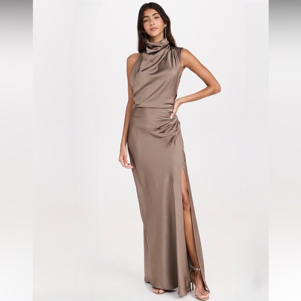 Misha Constantina Satin Gown Maxi Dress (M)